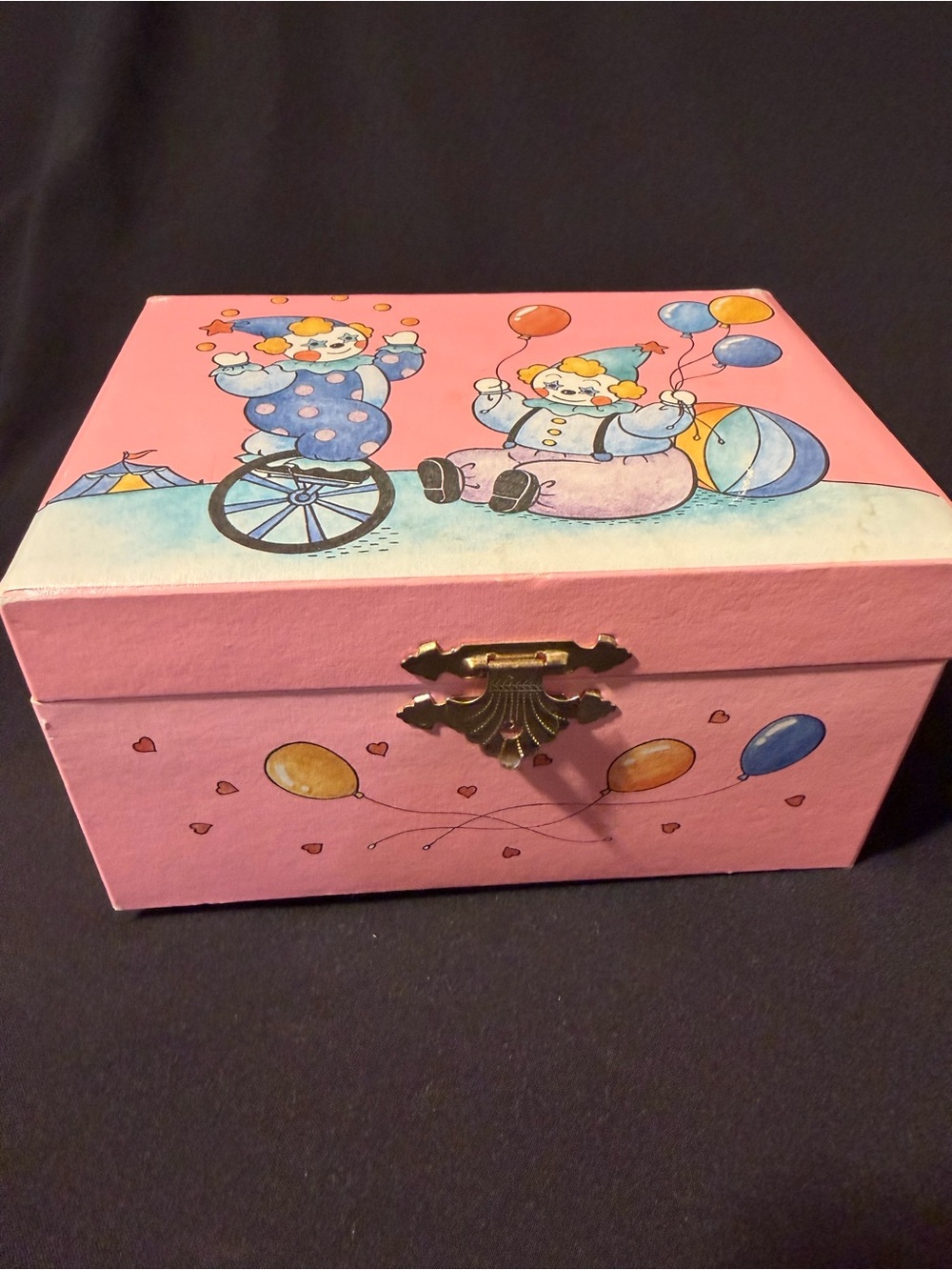 Japanese Vintage Pink Circus Clown Ballerina Keepsake Music Box for Kids
